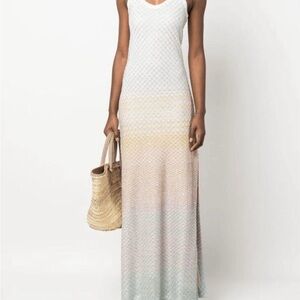 NWT Missoni Geometric Knit Scoop Neck Sleeveless Maxi Dress Multicolor